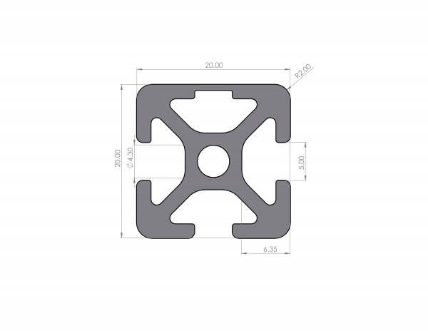 Aluminiumprofil 20x20 Nut 5 I-Typ 1N